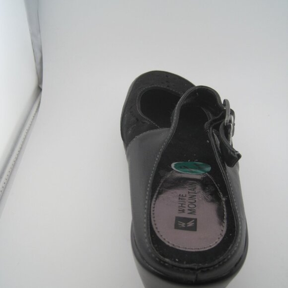 Women's White Mountain Gilding Black Peep-Toe Leather Clog size 7.5 Mary Jane - Picture 9 of 10